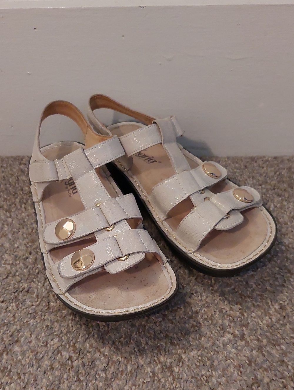 White & Gold Wedge Sandals